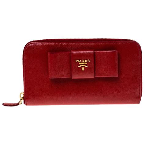 prada bow wallet red|Prada red wallet sale.